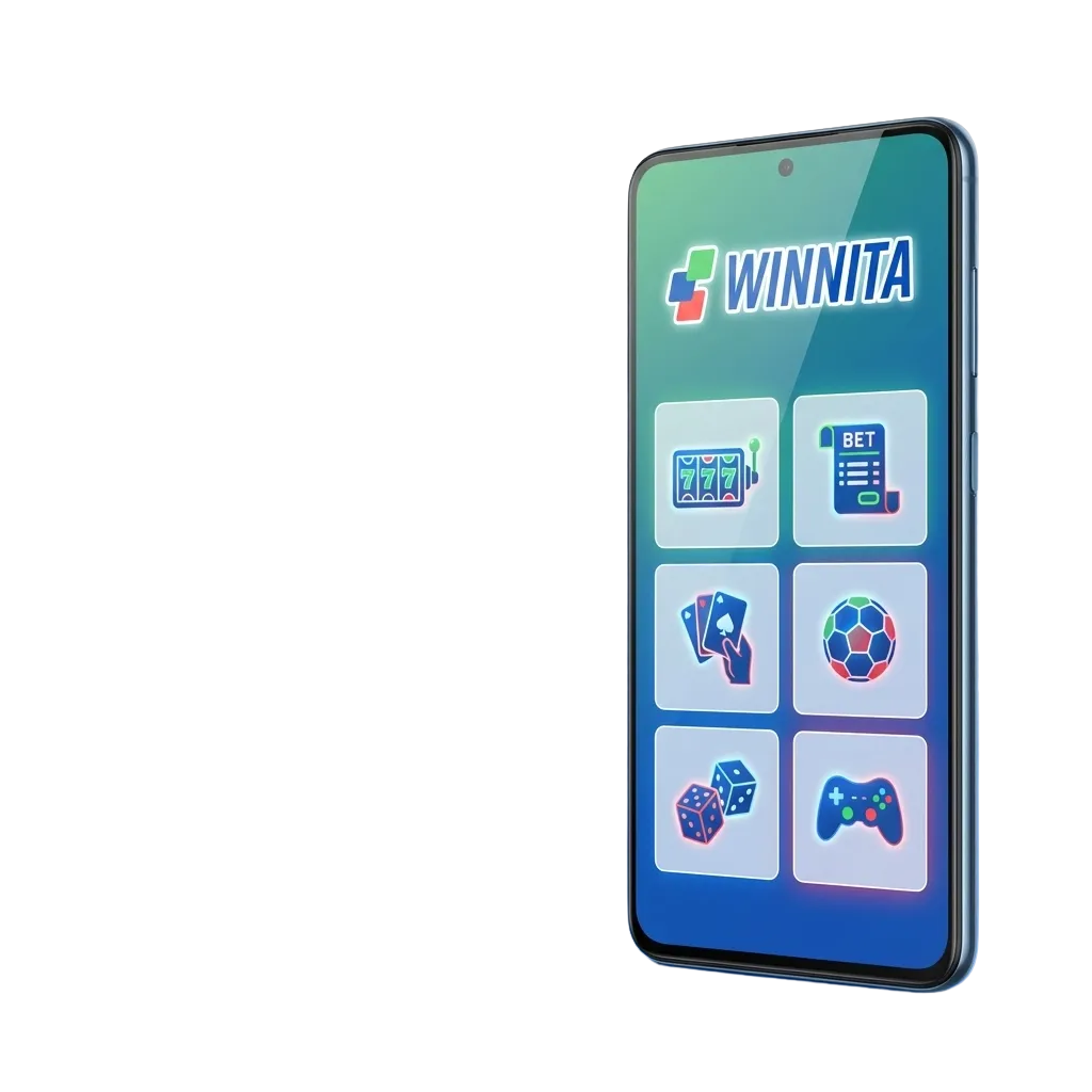 Schermata promozionale dell’app Android Winnita per scommesse sportive e casinò mobile tramite APK
