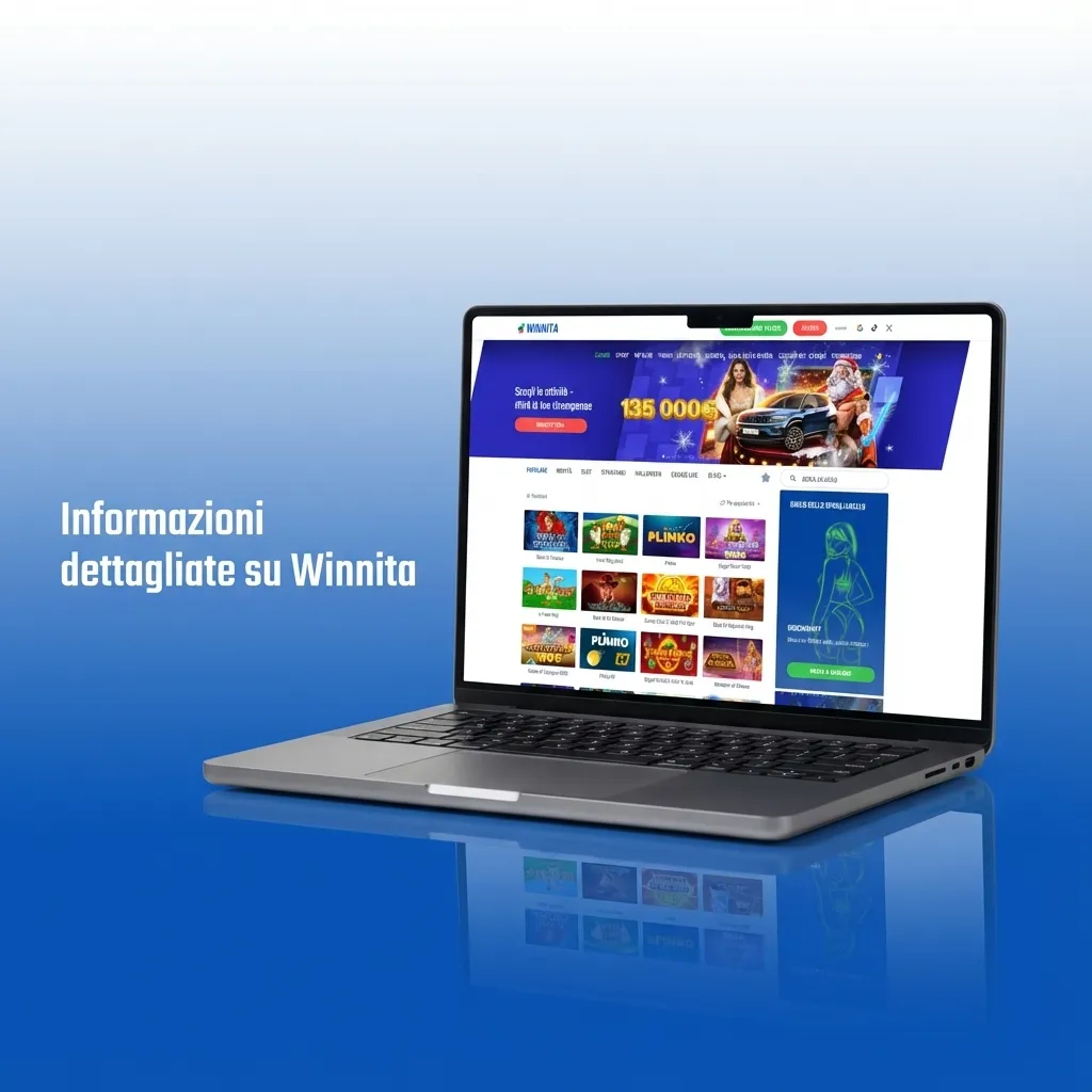 Schermata Winnita con sezioni scommesse sportive, casinò online e app mobile, enfasi su sicurezza e controllo del gioco
