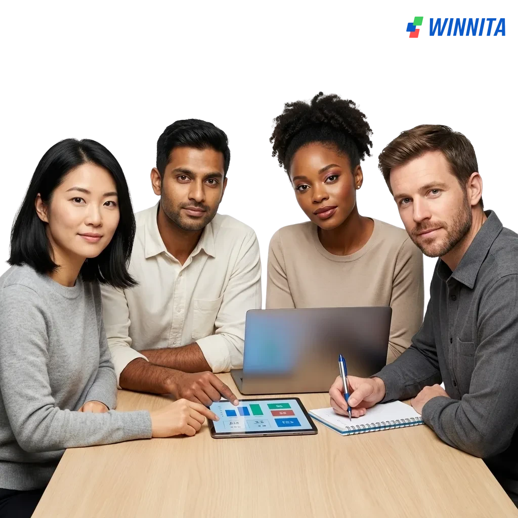 Schermata sito Winnita con scommesse sportive, giochi casinò, app mobile e bonus benvenuto fino a 1.500 € + 300 giri gratis