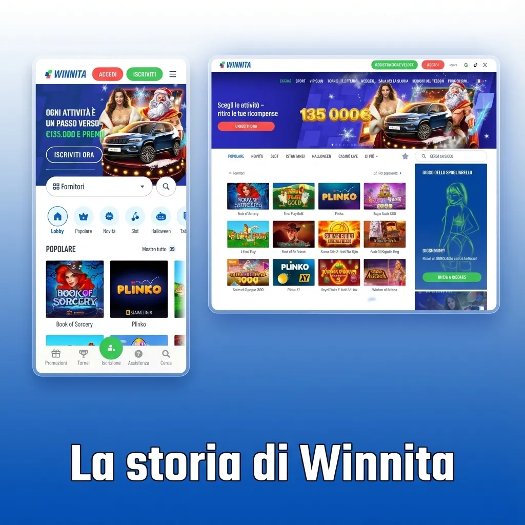 Illustrazione del brand Winnita con logo moderno, sede europea e CEO Marco Bianchi al centro con il suo team