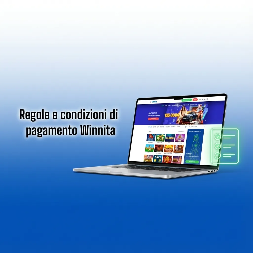 Schermata testo “Regole e condizioni di pagamento Winnita” con elenco puntato di norme su depositi, prelievi e verifica KYC.