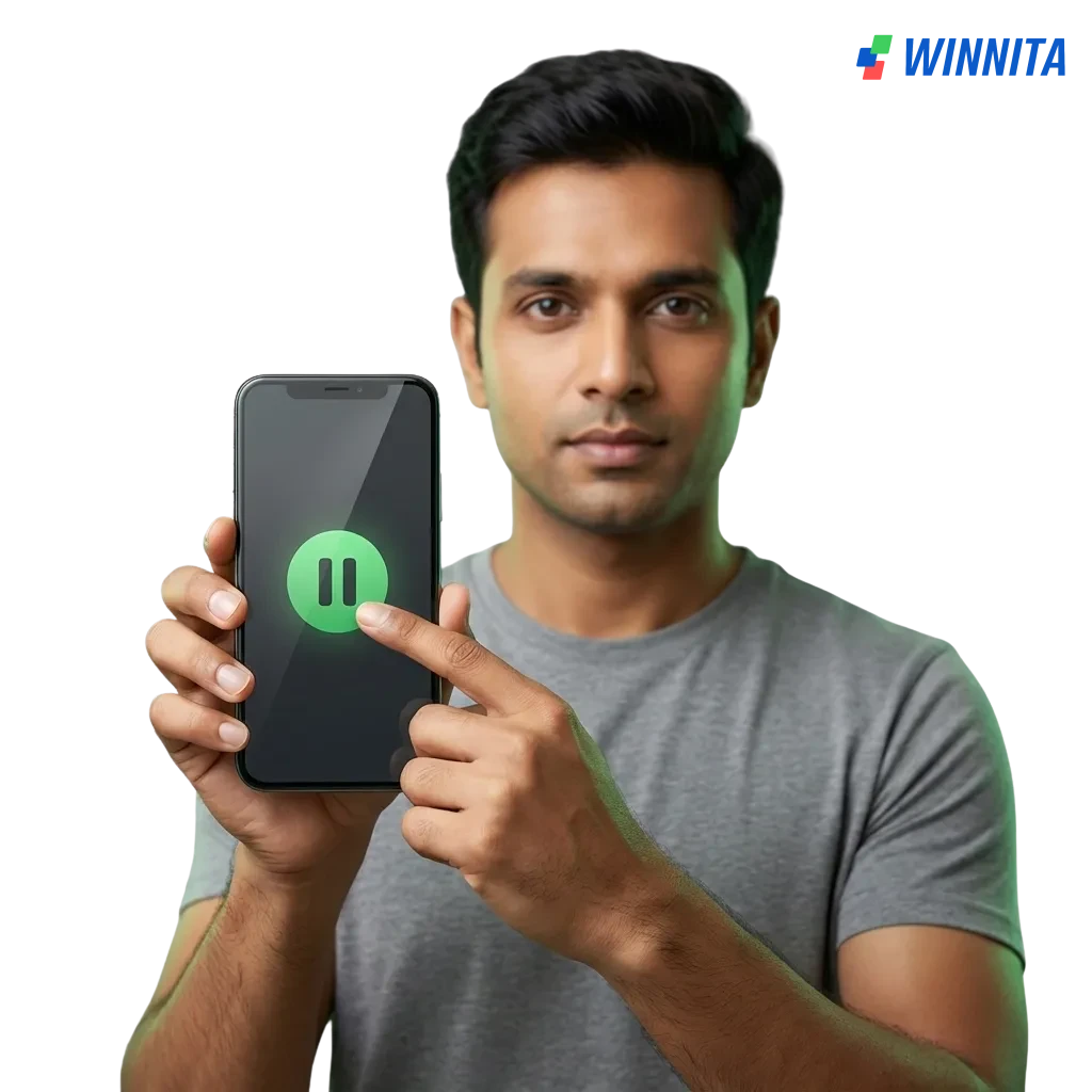 Illustrazione di gioco responsabile su Winnita, con strumenti per limiti di tempo, spesa e sicurezza del giocatore