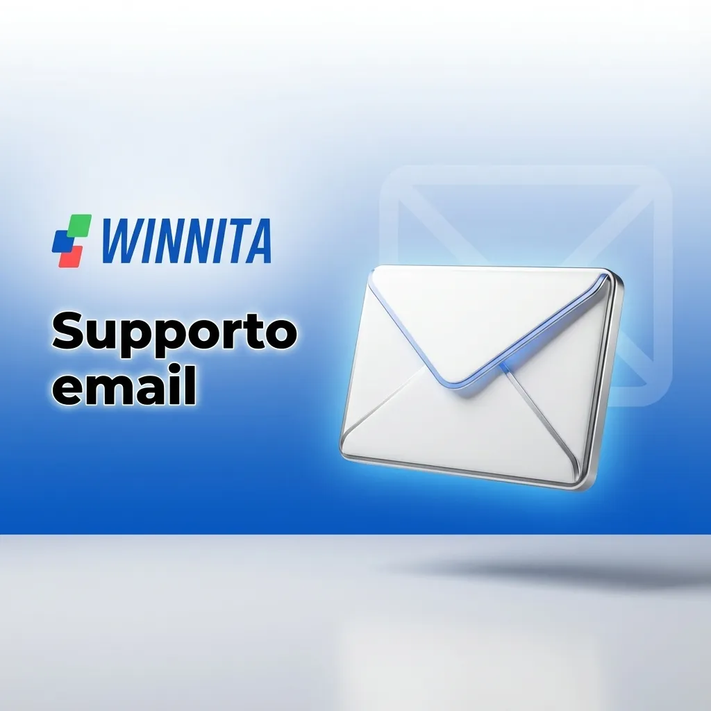 Illustrazione di un’email di supporto con indirizzo supporto@winnita.it e icone di documenti e assistenza clienti